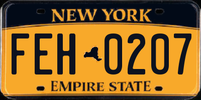 NY license plate FEH0207