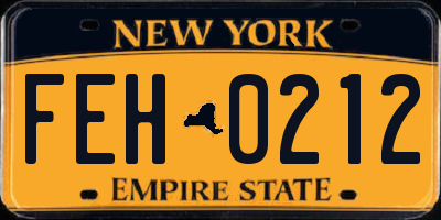 NY license plate FEH0212