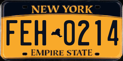 NY license plate FEH0214