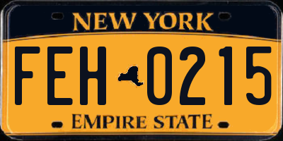 NY license plate FEH0215