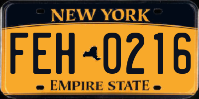NY license plate FEH0216