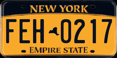 NY license plate FEH0217