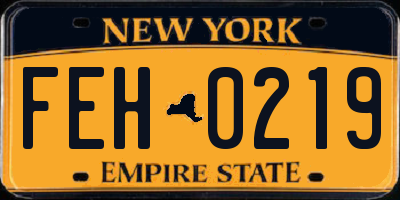 NY license plate FEH0219