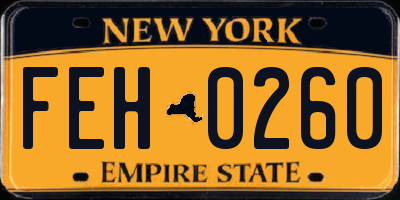 NY license plate FEH0260