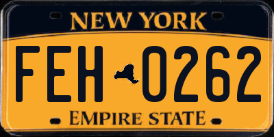 NY license plate FEH0262