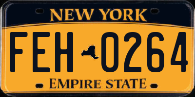 NY license plate FEH0264