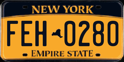 NY license plate FEH0280