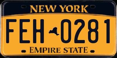 NY license plate FEH0281