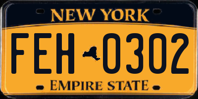 NY license plate FEH0302