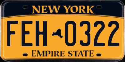 NY license plate FEH0322