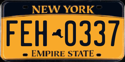 NY license plate FEH0337