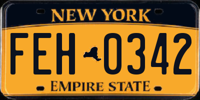 NY license plate FEH0342