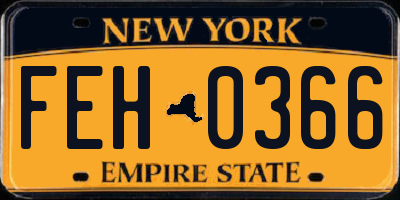 NY license plate FEH0366