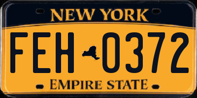 NY license plate FEH0372