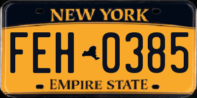 NY license plate FEH0385