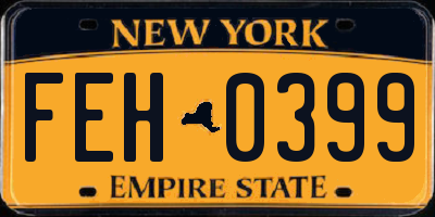 NY license plate FEH0399