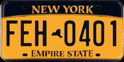 NY license plate FEH0401