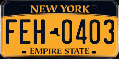 NY license plate FEH0403