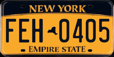 NY license plate FEH0405