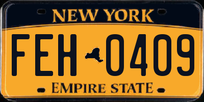 NY license plate FEH0409