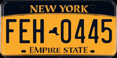 NY license plate FEH0445