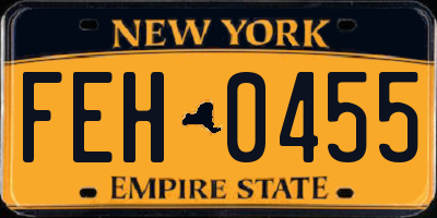 NY license plate FEH0455