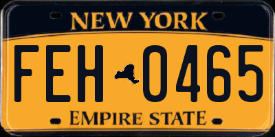 NY license plate FEH0465