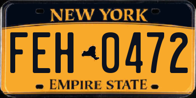 NY license plate FEH0472