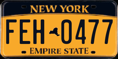 NY license plate FEH0477