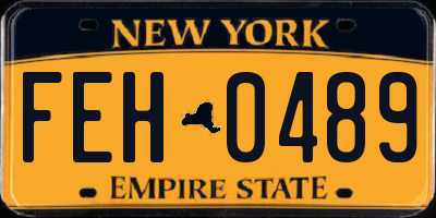 NY license plate FEH0489