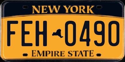 NY license plate FEH0490