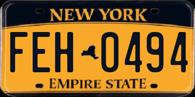 NY license plate FEH0494