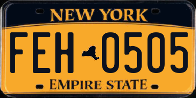 NY license plate FEH0505