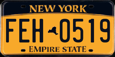NY license plate FEH0519