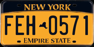 NY license plate FEH0571