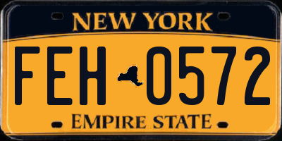 NY license plate FEH0572