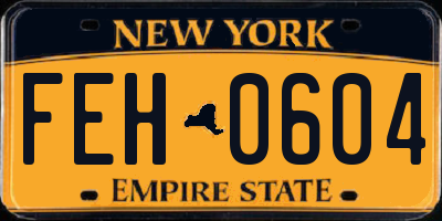 NY license plate FEH0604