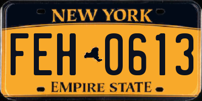 NY license plate FEH0613