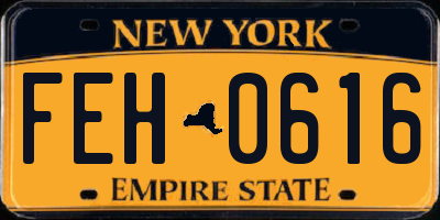 NY license plate FEH0616