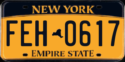 NY license plate FEH0617