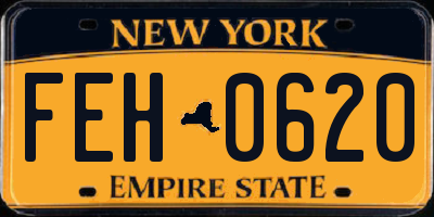 NY license plate FEH0620