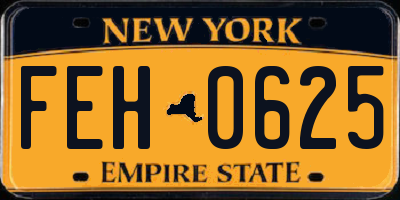 NY license plate FEH0625
