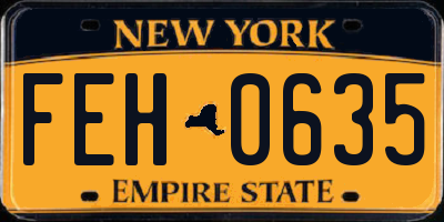 NY license plate FEH0635
