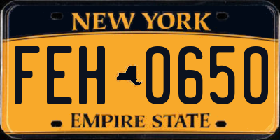 NY license plate FEH0650