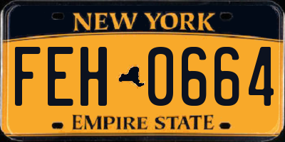 NY license plate FEH0664