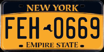 NY license plate FEH0669