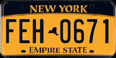 NY license plate FEH0671
