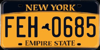 NY license plate FEH0685