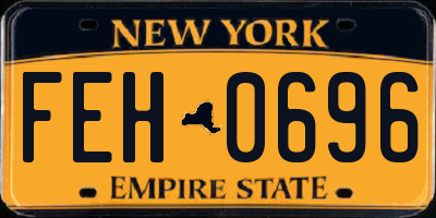 NY license plate FEH0696