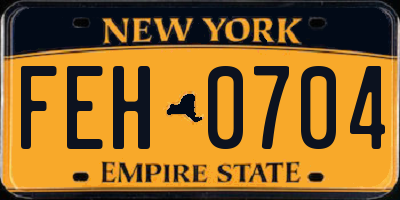 NY license plate FEH0704
